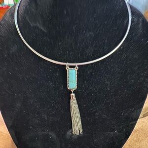 Elegant Silver Necklace with Turquoise Pendant